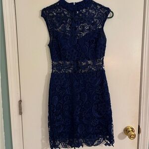 Elegant Navy Lace Dress